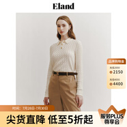 ELAND衣戀小奶羔毛衣女POLO領(lǐng)短款絞花含綿羊毛2024早春新款 象牙白/白色(39)Ivory S 160