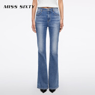 MISS SIXTY【安心品質(zhì)】25牛仔褲女復古修身顯瘦通勤休閑微喇叭褲 中藍-短版(25秋) 30
