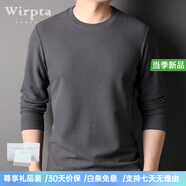 Wirpta高端品牌長袖T恤男士秋季新款垂感圓領套頭上衣休閑時尚簡約男裝 深灰色 （現(xiàn)貨速達） M