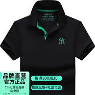 HK高端男士短袖T恤POLO衫2025夏季新款翻領(lǐng)商務(wù)休閑大碼上衣男款潮 黑色 S 90-115斤