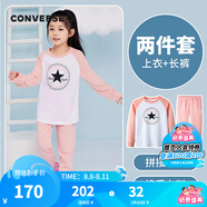 Converse匡威兒童裝男童套裝春秋季新款長(zhǎng)袖t恤褲子2件套女大童透氣運(yùn)動(dòng)服 燭光桃 160 /80 【建議身高158-170cm】