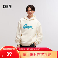 森馬衛(wèi)衣男發(fā)熱抑菌冬季寬松連帽衣服加絨校園印花情侶裝 奶白10534 2XL