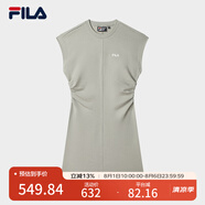 FILA 斐樂(lè)官方女裝針織連衣裙2025夏季新款時(shí)尚休閑無(wú)袖收腰裙子 綠卡其色-DK 3XL 185/100A/XXXL