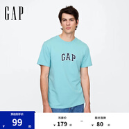 Gap男女裝2025春季新款純棉字母logo短袖T恤常規(guī)上衣美版570044 霜藍(lán)色 M 美碼 L亞洲碼180/96A