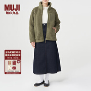 無印良品 MUJI 男女通用 羊羔絨 拉鏈夾克 毛絨加絨厚外套 秋冬季 卡其綠 S-M
