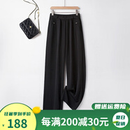 甘甘的世界2025夏季新款薄款中年女褲甘夫人小個子寬松直筒褲子 黑色 2XL （適合腰圍76-82CM）