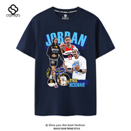 COMIC SOUL球星莫蘭特庫茲馬鮑爾奇才13號普爾歐文東契奇T恤 短袖歐美式潮流 普爾13號手勢五頭像-藏青 XL 短袖175