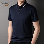 鱷魚(yú)恤短袖POLO衫男夏季薄款男士休閑翻領(lǐng) t恤 藏青色 M