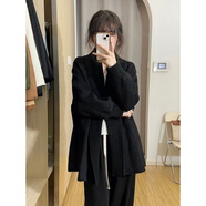 榮西圖（RONGXITU）復(fù)古法式毛衣外套女春秋慵懶風(fēng)中長(zhǎng)款針織衫 黑色(關(guān)注店鋪優(yōu)先發(fā)貨 L 115-125斤
