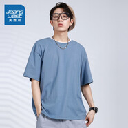真維斯（JEANSWEST）LY真維斯男女純棉短袖T恤衫 夏季情侶裝純色圓領(lǐng)寬松套頭上衣 霧霾藍(lán)2690 6XS 165/88a/l