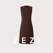 ZEZI100%美利奴羊毛修身西裝無袖收腰連衣裙套裝女2025秋西服職業(yè)裝 棕咖(茶棕) 【權(quán)利套裝】無袖連衣裙 2XL 135-145斤