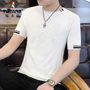 啄木鳥(niǎo)（TUCANO）歐洲站美式高端冰絲t恤男士潮牌針織短袖潮流上衣服半袖男裝夏季T 1788白色 M (適合90-110斤)
