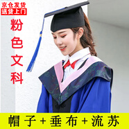 勤思路碩士服學(xué)士服畢業(yè)禮服學(xué)位服大學(xué)生男女演出服醫(yī)科可定制學(xué)院服 碩士服-粉色文科-塑料帽 L 建議135-180斤