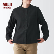 無(wú)印良品（MUJI）女式 法蘭絨 立領(lǐng)襯衫 格子內(nèi)搭 襯衣 純棉全棉 女士秋款BCB19C1A 炭灰色 S (155/80A)