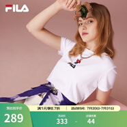 斐樂（FILA）官方女士短袖T恤夏印花運(yùn)動女裝針織短袖套頭衫小熊T刺繡上衣 標(biāo)準(zhǔn)白-WT L 170/88A