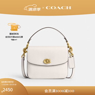 蔻馳（COACH）【專享直降】經(jīng)典標(biāo)志CASSIE19號(hào)單肩包斜挎包休閑高級(jí)感夏季女包 黃銅色硬件/粉白色(新版）