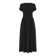 哥弟（GIRDEAR）氣質(zhì)時(shí)尚百搭度假洋氣赫本收腰短袖連衣裙850001 黑色(288311) S (2碼)