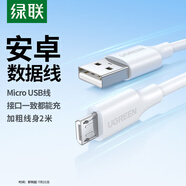 綠聯(lián) 安卓數(shù)據(jù)線 MicroUSB充電線車(chē)載充電器快充線轉(zhuǎn)接頭適用華為榮耀紅米小米/vivo/手機(jī)白色加長(zhǎng)2米