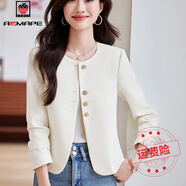 AEMAPE春裝短款小外套氣質(zhì)休閑長(cháng)袖小西裝香風(fēng)女神范小個(gè)子減齡洋氣上衣 杏色 常規 M _[105-115斤]