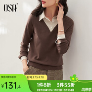 歐莎（OSA）小香風(fēng)假兩件黑色針織衫女外穿春秋季2025年新款打底上衣 咖啡色A S