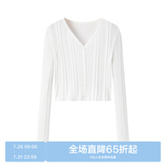 樂(lè)町春季新款甜美俏皮開(kāi)衫毛針織衫C1EDE1513 米白 L