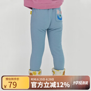 papa爬爬冬季兒童打底褲仿牛仔長褲男女寶寶加絨保暖百搭時髦潮 淺藍(lán)色 100 cm