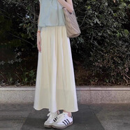 貞喜氣半身裙a字中長(cháng)裙子女秋季法式甜美新款氣質(zhì)顯瘦傘裙垂感有內襯 白色 S