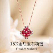 黛洛奇（DAILUOQI）【四葉草紅寶石】18k金項(xiàng)鏈女520情人節(jié)生日禮物送老婆女友 18k金鉆石紅寶石項(xiàng)鏈