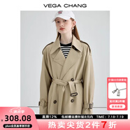 VEGA CHANG風(fēng)衣外套女2025年春秋新款中長款高級感純色大衣 摩卡棕 S