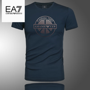 EMPORIO ARMANI EA7阿瑪尼夏季新款男士冰絲透氣短袖T恤大碼歐美修身印花上衣 AM751寶藍 M 90-120斤