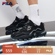 FILA 斐樂(lè )官方掠奪者跑步鞋春夏撞色男款休閑運動(dòng)鞋 黑/中灰-BM 40