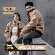 Monster Guardians休閑外套男 秋冬咖色燈芯絨拼接刺繡復古外套情侶同款夾克外套 卡其色外套 M (體重參考120斤-150斤)