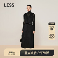 LESS冬季羊毛毛呢背心裙女V領(lǐng)外穿直筒無(wú)袖連衣裙含羊絨2OAG12220 001本黑 M