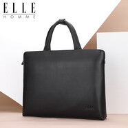 ELLE HOMME 男士商務(wù)公文包大容量手提包 輕薄頭層牛皮男包電腦包03011黑色