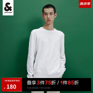 杰克·瓊斯（JACK&JONES）秋冬新款針織衫男士通勤上衣日常休閑圓領格紋織花毛衣男裝 A06雪白 S 170