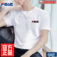 FEAE官方品牌夏季短袖t恤男士2025新款刺繡純棉冰絲寬松休閑舒適上衣 白色【AE小標(biāo)】 2XL 【建議140-155斤】
