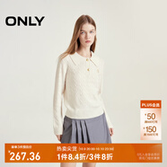 ONLY秋冬含羊毛學(xué)院風(fēng)套頭翻領(lǐng)寬松針織衫女|124313028 A43 奶油白色 S (160) 80A