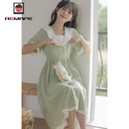 AEMAPE2025新款初中高中學(xué)生學(xué)院風(fēng)日系甜美長(cháng)裙子娃娃領(lǐng)連衣裙少女夏裝 綠色 L