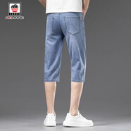 AEMAPE/美國蘋(píng)果 天絲牛仔褲男2026夏季薄款寬松直筒休閑冰絲七分褲男 757冰砂藍 33 【腰圍2尺6適合150斤左右】