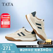 他她（TATA）男士阿甘男鞋復(fù)古德訓(xùn)鞋男運(yùn)動(dòng)休閑鞋厚底板鞋小白鞋PCB01AM3 米/藍(lán) 38
