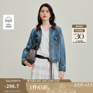茵曼（INMAN）章若楠同款復(fù)古休閑女裝短款牛仔外套2025年秋季新款長袖上衣 牛仔藍(lán)-18538234 M