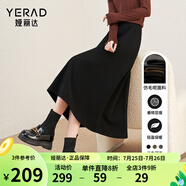 婭麗達(dá)赫本風(fēng)加厚仿毛呢半身裙秋冬新款a字傘裙遮胯長(zhǎng)裙子 黑色(A0)-靜謐黑 2XL