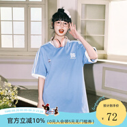 LEMANISM短袖男t恤夏季重磅純*棉三條杠運動(dòng)2025春夏季情侶款休閑T恤 藍色 XL