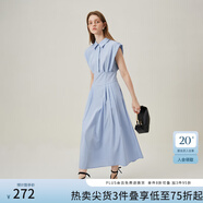 范思藍(lán)恩法式優(yōu)雅氣質(zhì)無(wú)袖連衣裙女夏季2024新款收腰簡(jiǎn)約通勤裙子 藍(lán)色 M