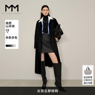 麥檬MM 重磅高原山羊絨 線上爆款經(jīng)典廓形毛呢外套大衣 常規(guī)版-黑色5F9970672-1 S