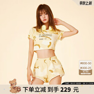 LALABOBO迷彩辣妹風(fēng)短袖t恤女設(shè)計感露腰性感時尚上衣潮商場款LBDB-WSDT38 黃色 S