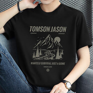 以純 YISHIONA21 短袖t恤男圓領(lǐng)黑色上衣服寬松潮流夏季半袖潮牌印花體恤 黑色447短袖 2XL 【建議135-150斤】