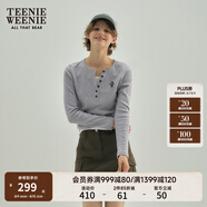 Teenie Weenie小熊秋季黑色棉質(zhì)打底衫polo領(lǐng)長(zhǎng)袖T恤白色外穿上衣 A-中灰色 L