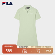 FILA 斐樂(lè)官方女子針織連衣裙時(shí)尚修身POLO領(lǐng)短袖裙子 淺菁綠-LG XL (175) 92A