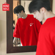 名創(chuàng  )優(yōu)品（MINISO）純棉短袖男女高考t恤中考加油好運紅色滿(mǎn)分半袖夏畢業(yè)班服文化衫 紅色(滿(mǎn)分第一胸標) S 165(體重85-100斤左右)